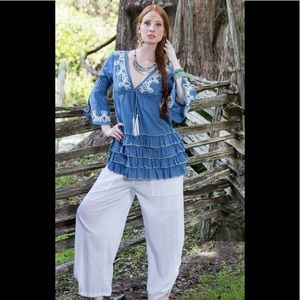 NWT.  SacredThreads Blouse.  GR/PK